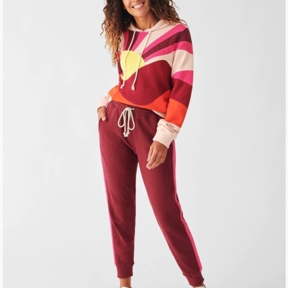 Faherty Soleil Jogger Maroon/Pink Women’s X-Large NWT French Terry